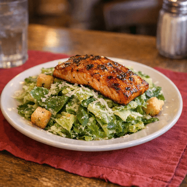 Caesar Salad with Honey Grilled Salmon